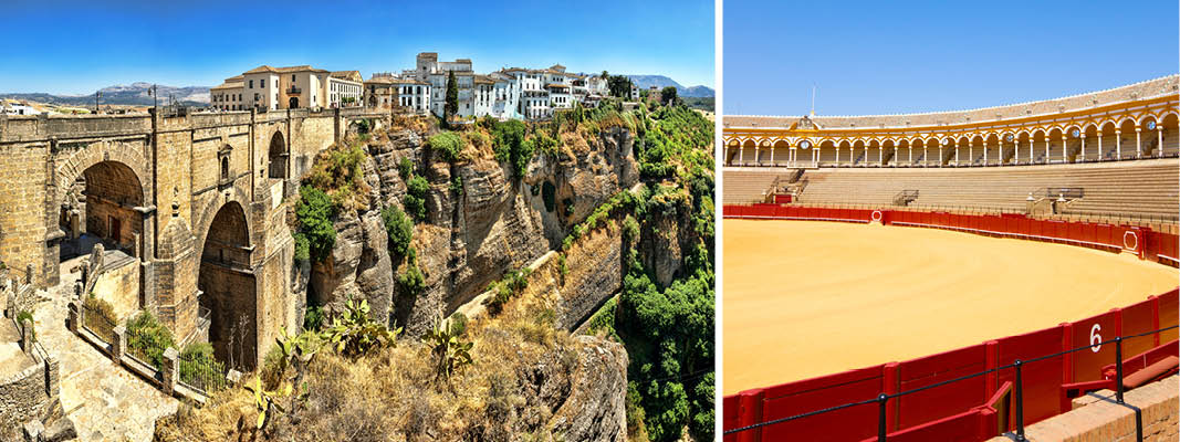 Ronda med den enorme kløft og Spaniens ældste tyrefægterarena.
